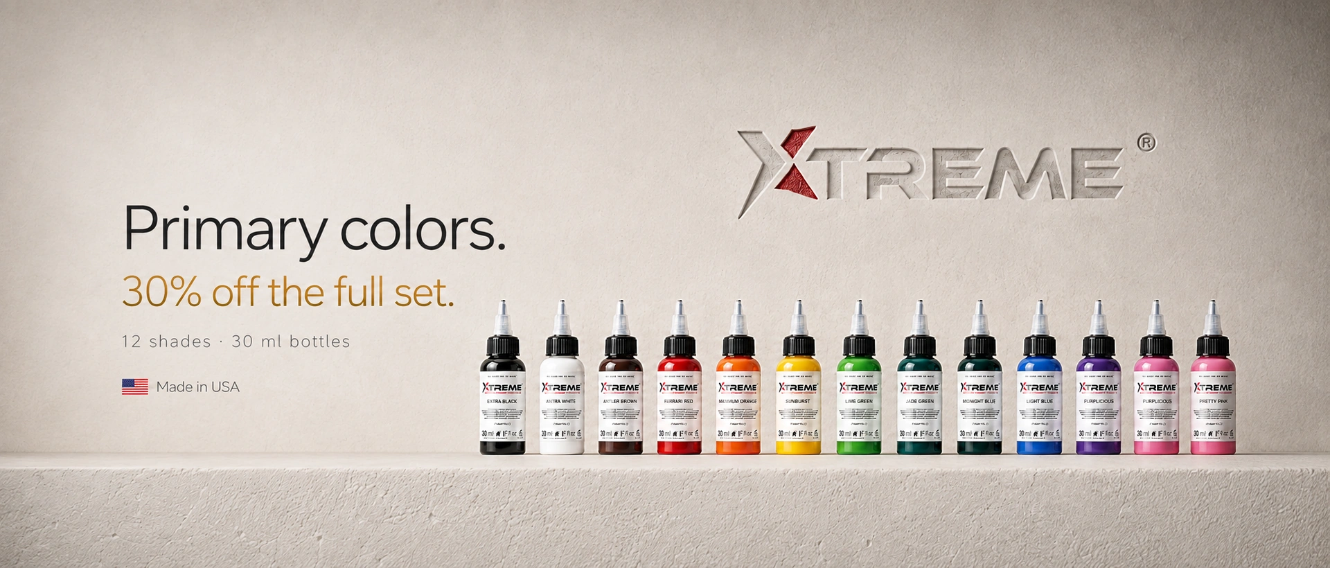 Xtreme Primary Color Set 12 tattoo ink colors