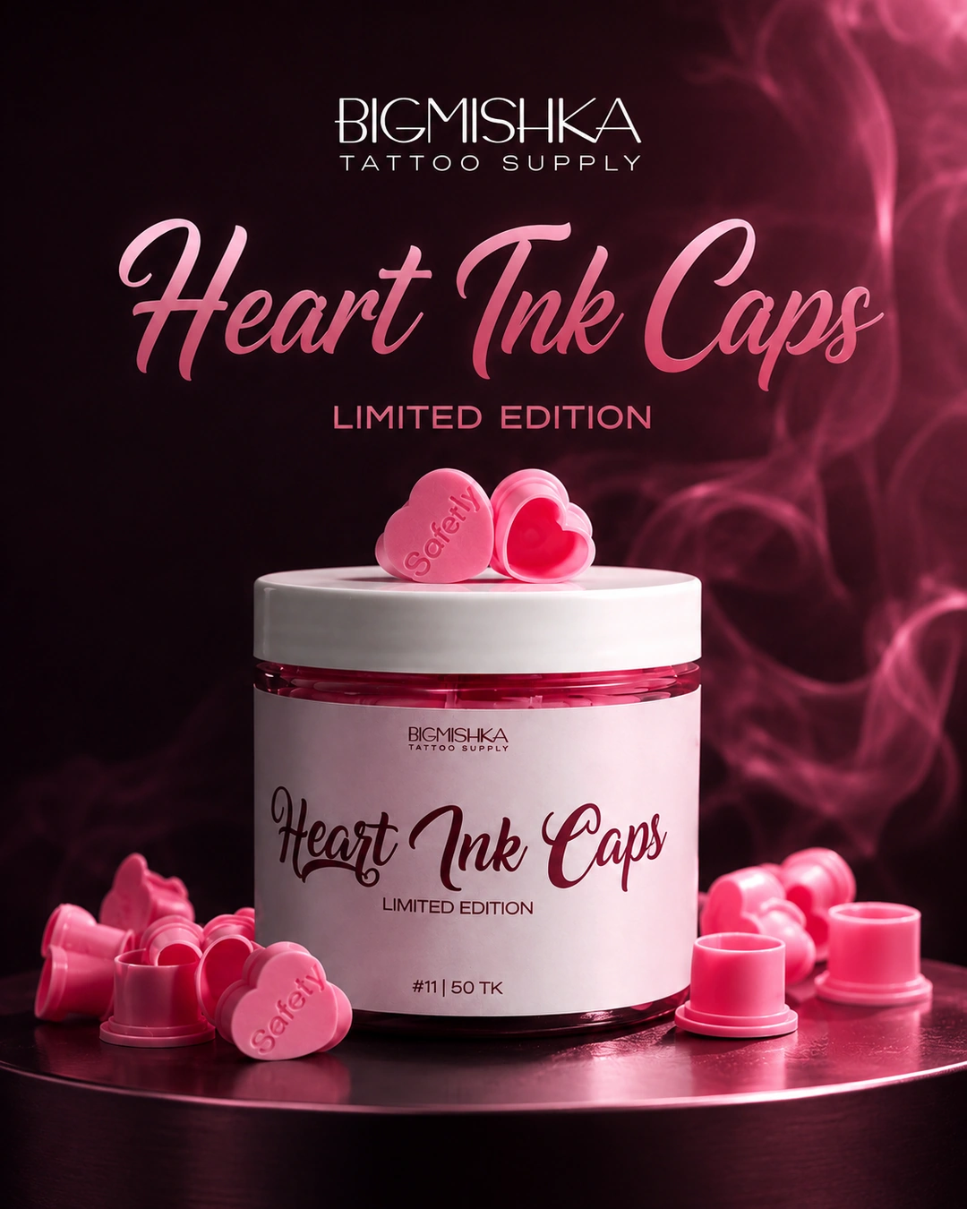 BIGMISHKA Heart Ink Caps 50 pcs